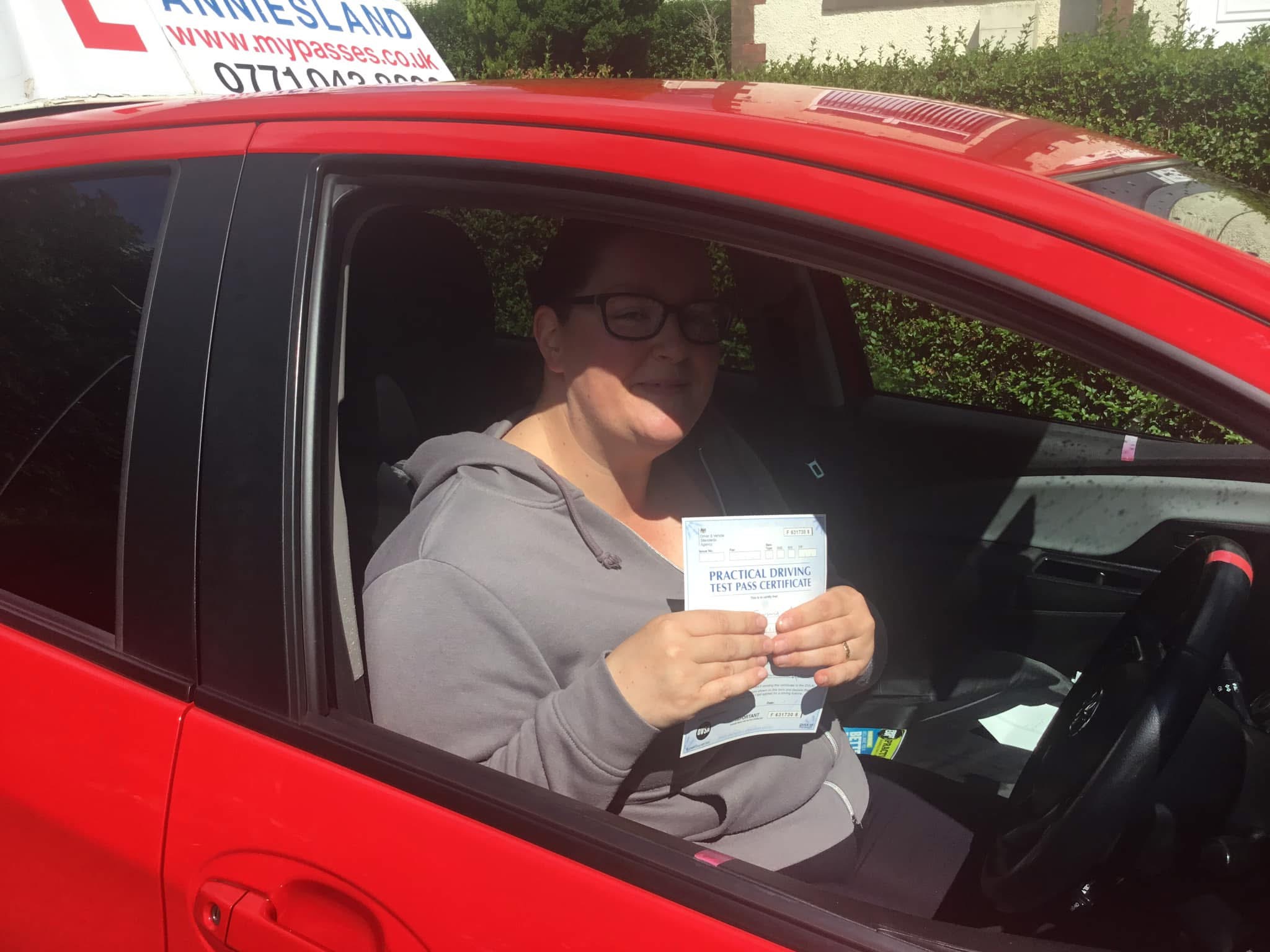 Gemma McGregor successfully passed their driving test with Anniesland Driving School