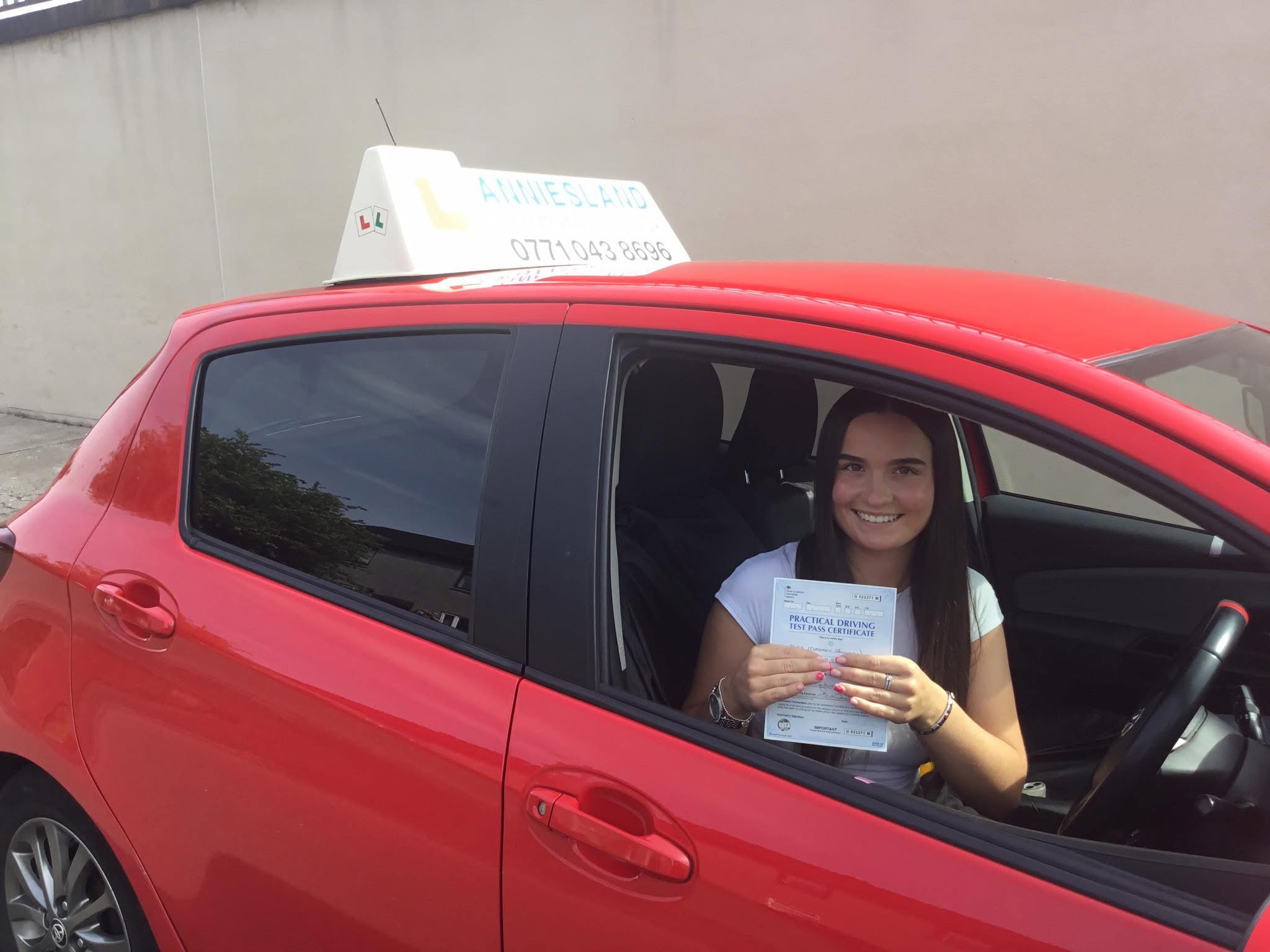 Megan Gunnion successfully passed their driving test with Anniesland Driving School