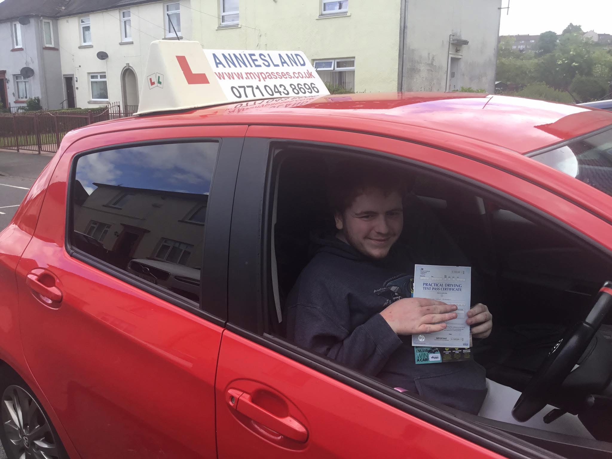 Reece Scanlon successfully passed their driving test with Anniesland Driving School